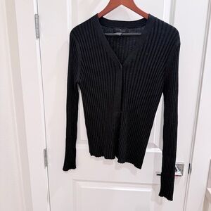 Express Black Ribbed Cardigan Sweater